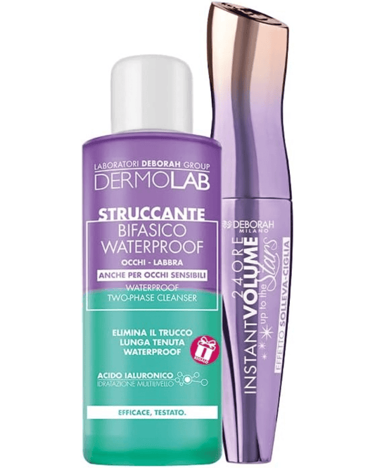 Deborah Milano - Set Mascara 24 Ore Instant Maxi Volume + Mini Struccante Bifasico Dermolab - Arte Del Makeup