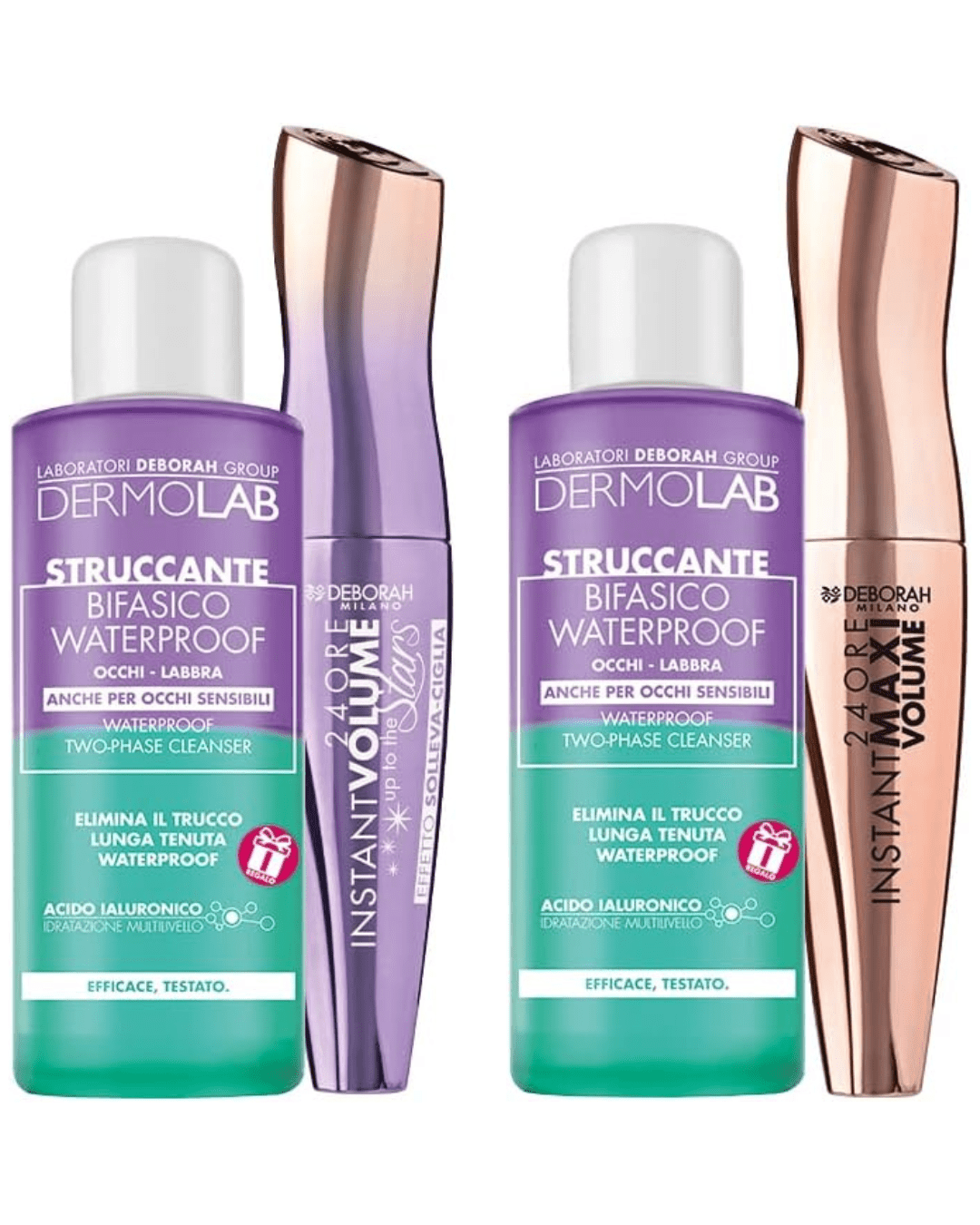Deborah Milano - Set Mascara 24 Ore Instant Maxi Volume + Mini Struccante Bifasico Dermolab - Arte Del Makeup