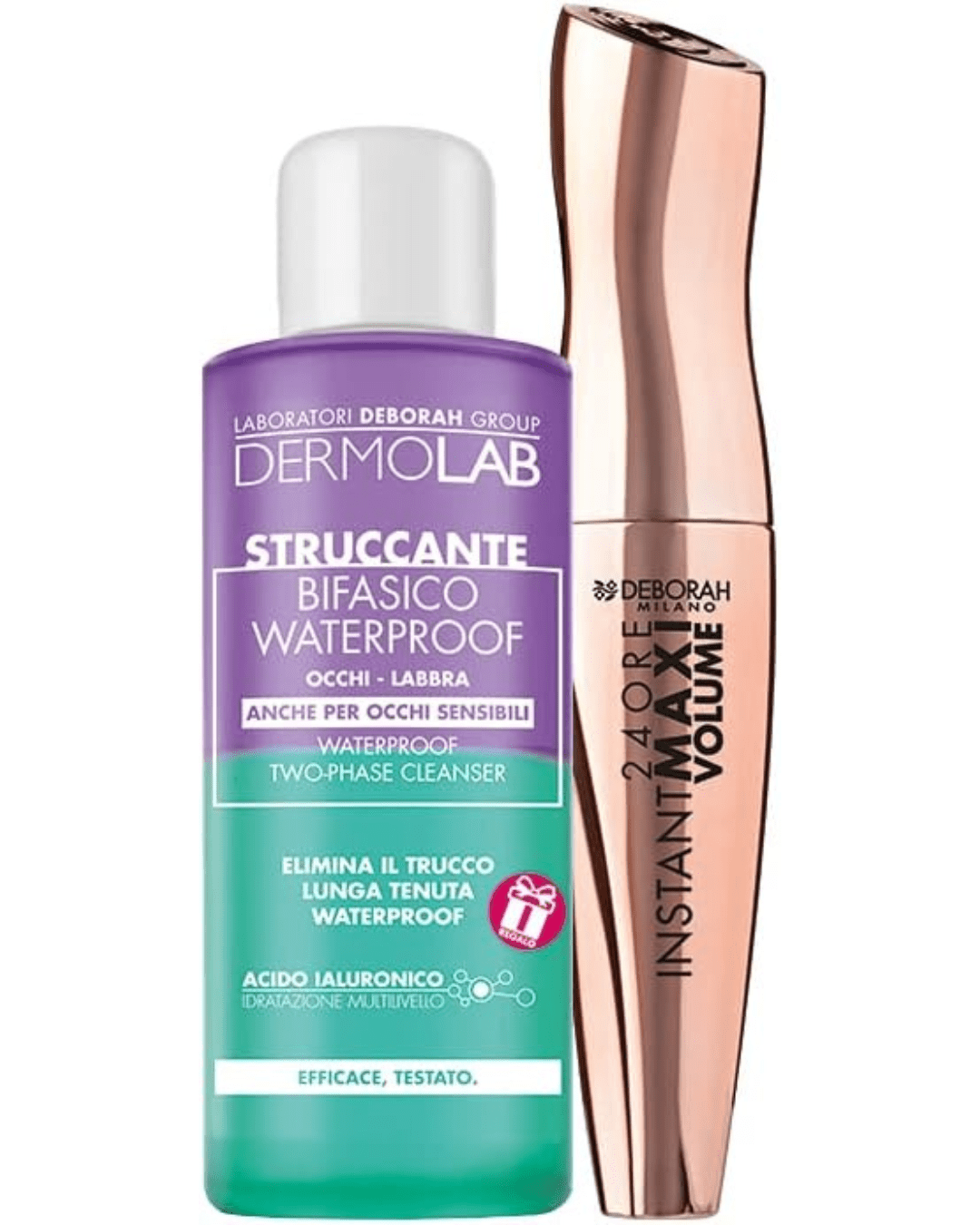 Deborah Milano - Set Mascara 24 Ore Instant Maxi Volume + Mini Struccante Bifasico Dermolab - Arte Del Makeup