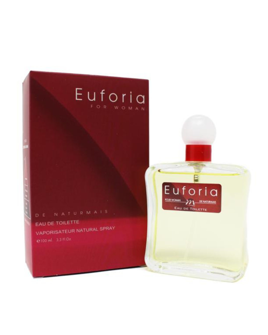 Confezione bordeaux e flacone del profumo Euforia di Naturmais ispirato a Euphoria di Calvin Klein