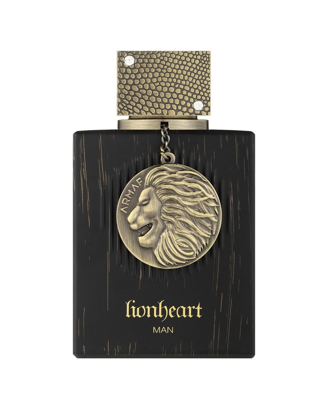 Flacone Armaf Club de Nuit Lionheart Man 100 ml nero con medaglione Armaf a testa di leone