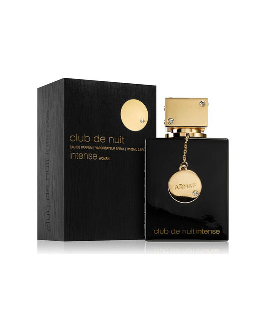 Armaf Club de Nuit Intense Woman eau de parfum 105 ml donna, flacone nero con medaglione dorato e confezione