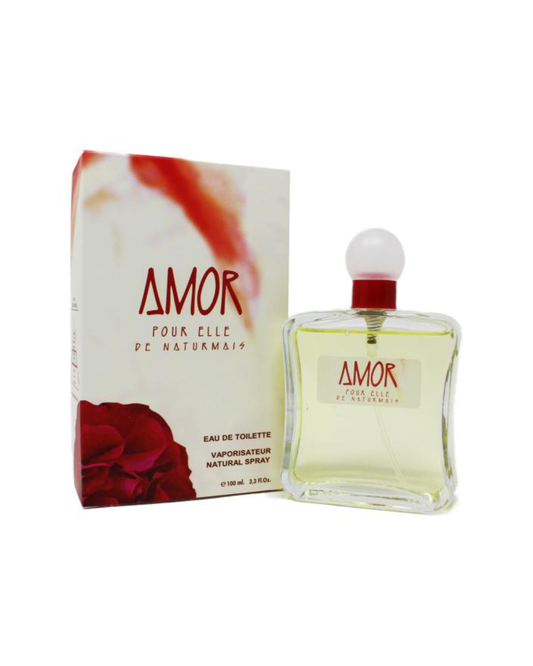 Confezione e flacone del profumo Amor di Naturmais ispirato a Amor Amor di Cacharel.
