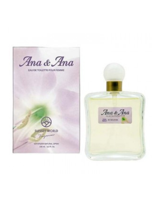 Confezione lilla e flacone del profumo Ana & Ana di Naturmais ispirato a Anaïs Anaïs di Cacharel