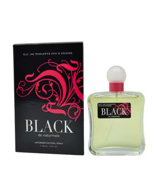 Confezione e flacone del profumo Black di Naturmais ispirato a Black XS For Her di Paco Rabanne.